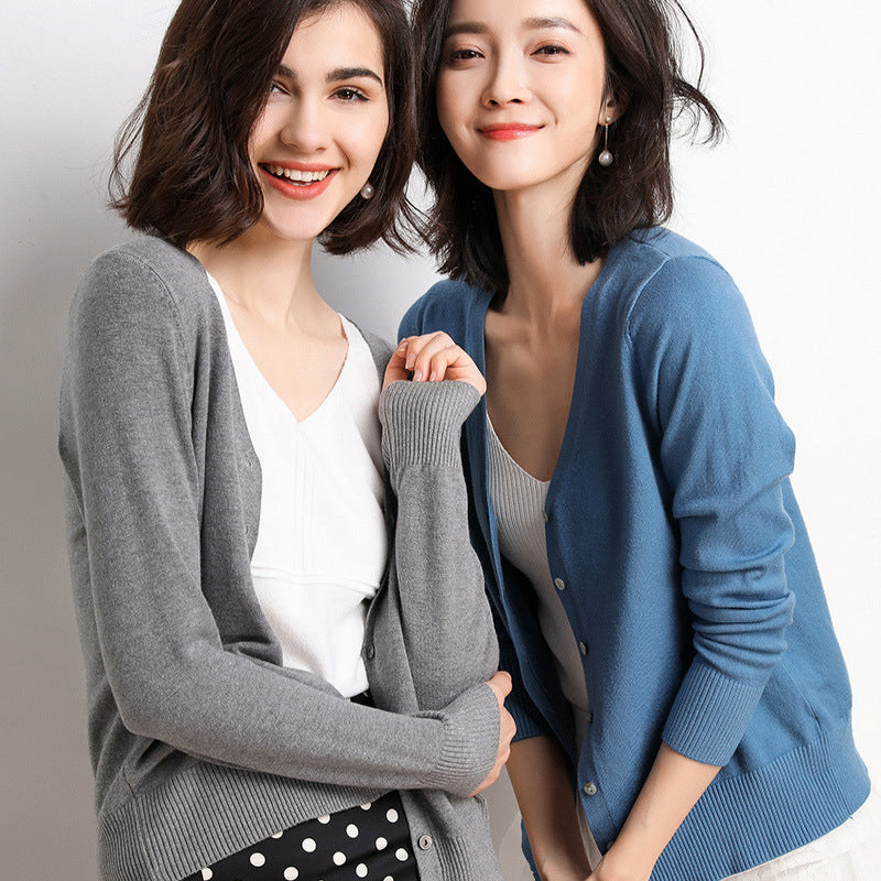 Korean Slim Fit V-Neck Cardigan for Women