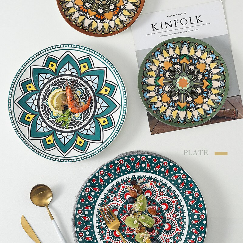 Bohemian Hand-Painted Ceramic Decorative Plate