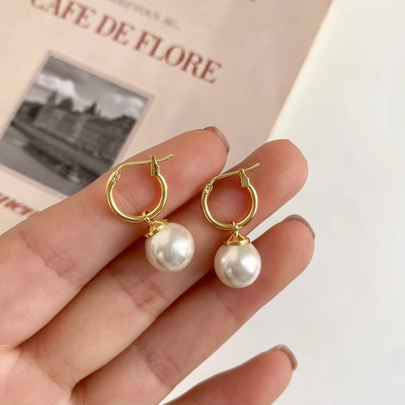 Vintage 925 Silver Pearl Earrings for Women
