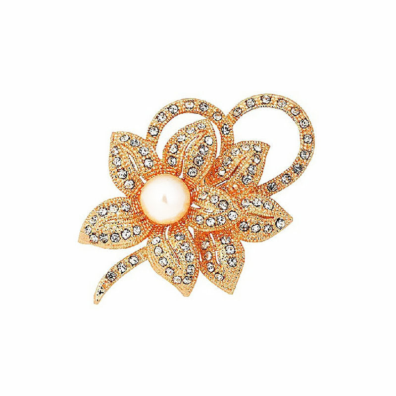 Crystal Pearl Brooch with Bow