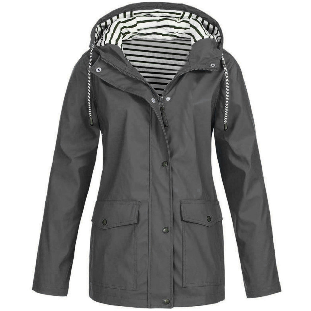Plus Size Women's Hooded Long Sleeve Trench Coat