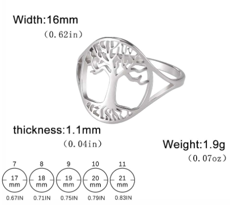Titanium Steel Hollow Cut Tree Shape Stainless Steel Ring