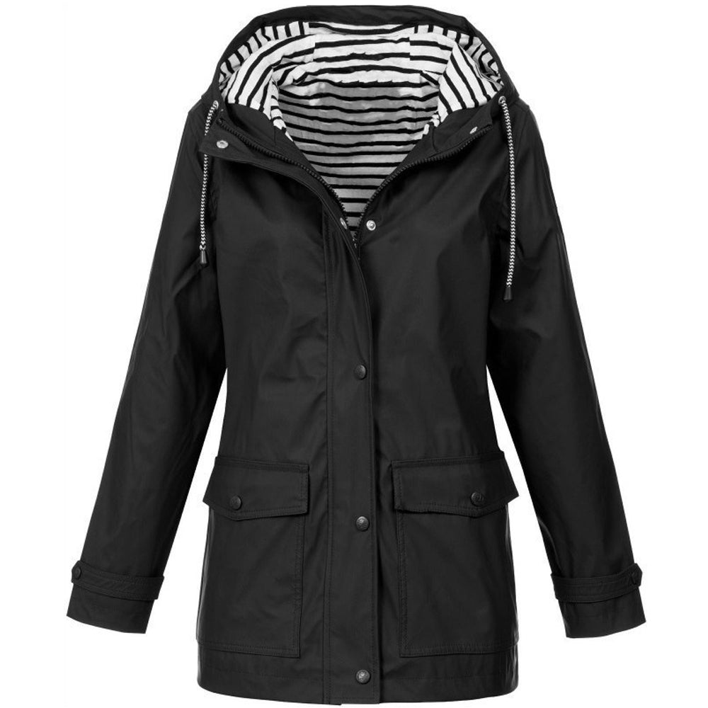 Plus Size Women's Hooded Long Sleeve Trench Coat
