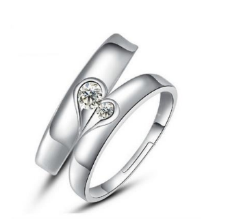Sterling Silver Heart-Shaped Diamond Engagement Ring