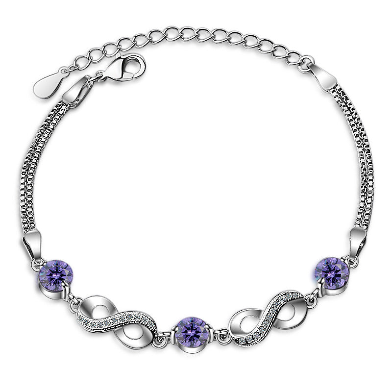 Korean Style Crystal Bracelet for Women - Amethyst Design