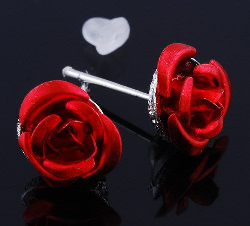 Fashion Rose Alloy Rhinestone Necklace Earring Set