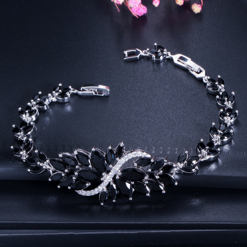 Elegant Multi-Color Zircon Bracelet with Diamond Inlay