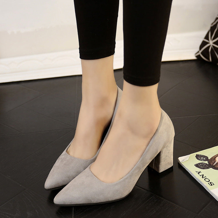 New Korean Style Women's Pointed Toe Heels in Grey
