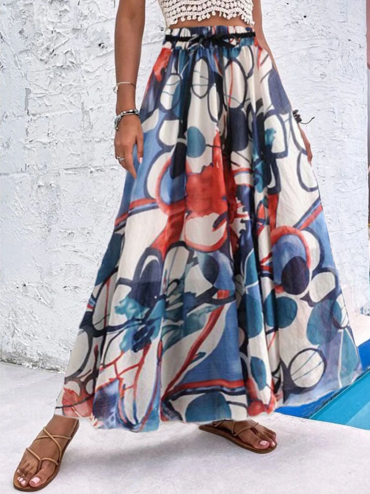 Bohemian Print A-Line Beach Dress for Women