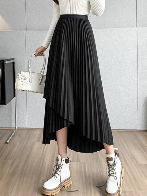 Elegant Mid-Length Solid Color Skirt for Office Wear