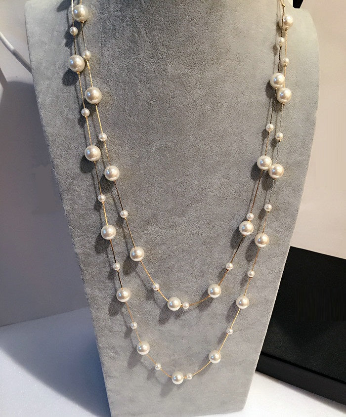 Classic Pearl-Like Sweater Chain Necklace for Women