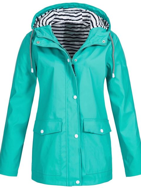 Plus Size Women's Hooded Long Sleeve Trench Coat