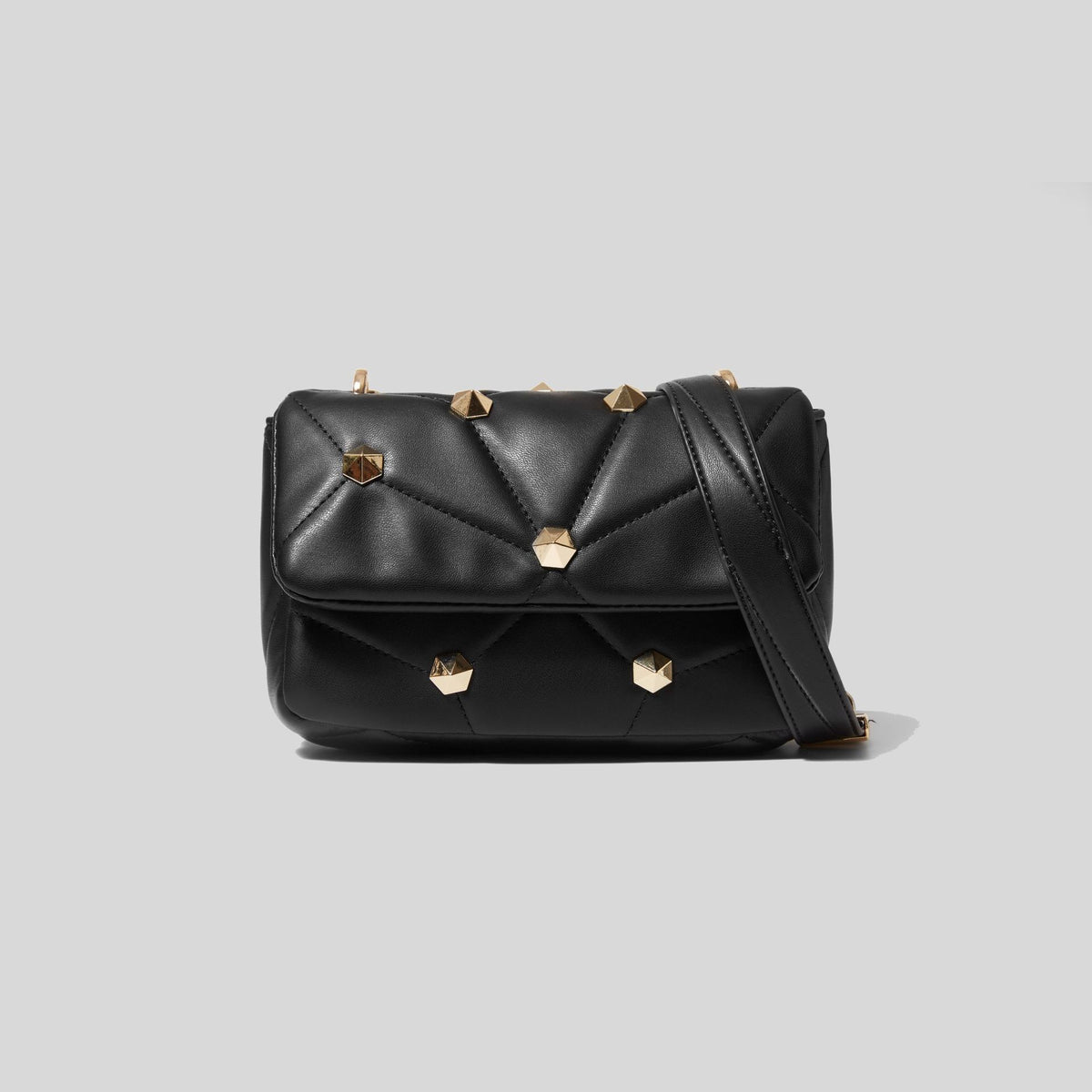 Stitched One-Shoulder Handbag with Diamond Accents