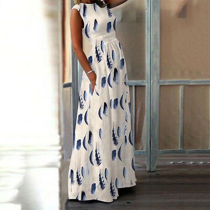 New Ethnic Print Long Maxi Dress for Casual Wear