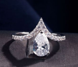 Minimalist Korean Style Water Drop Ring with AAA Zircon