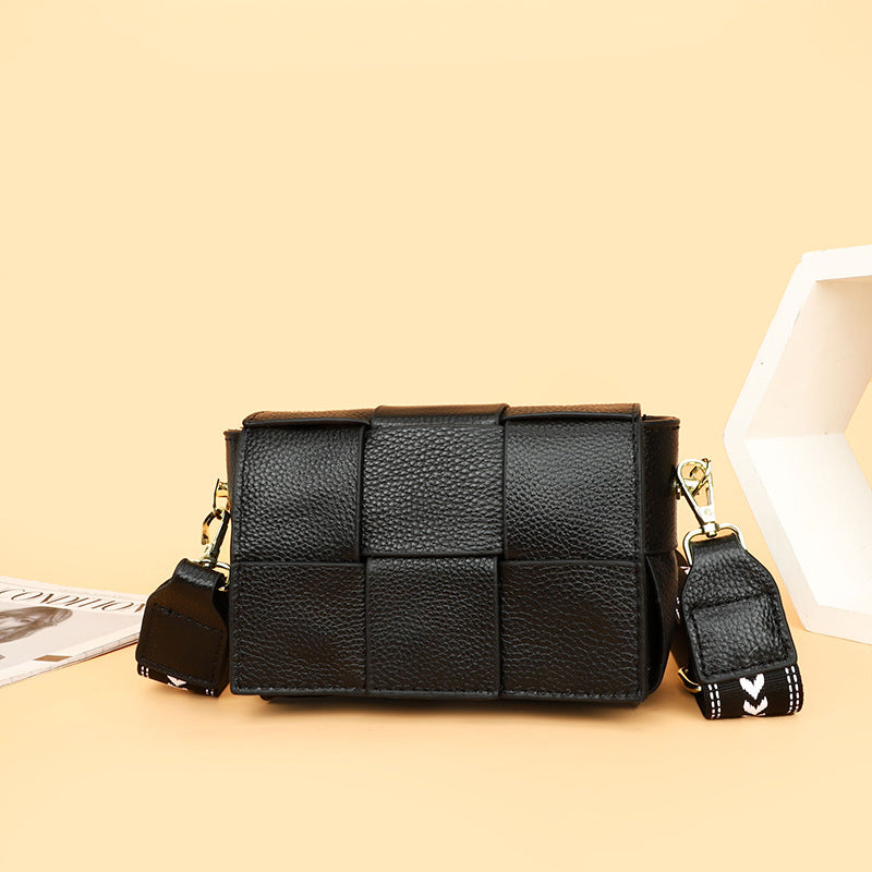 Genuine Leather Woven Shoulder Bag for Women