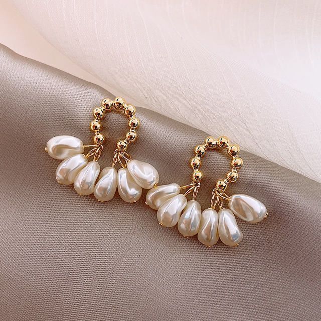 925 Silver Geometric Pearl Earrings for Women