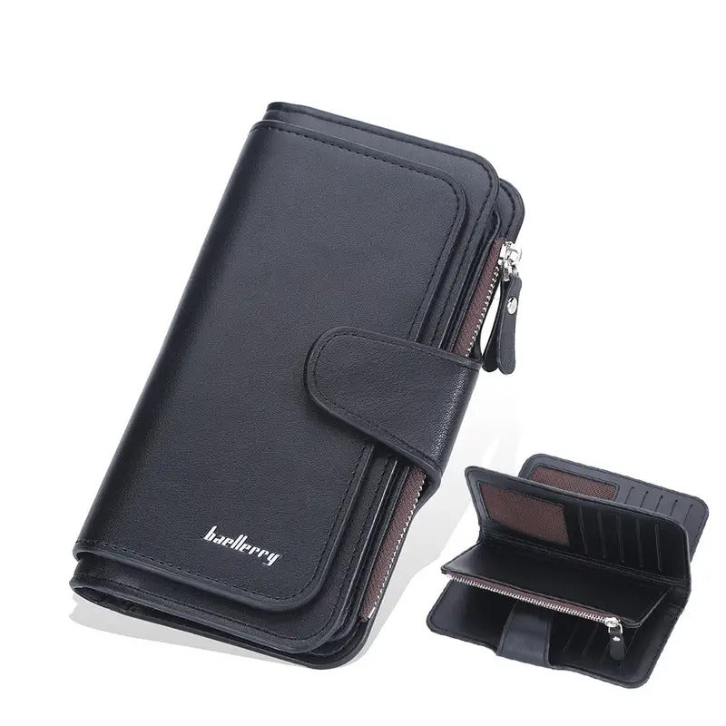 Women's Long Zipper Wallet with Card Slots and Buckle