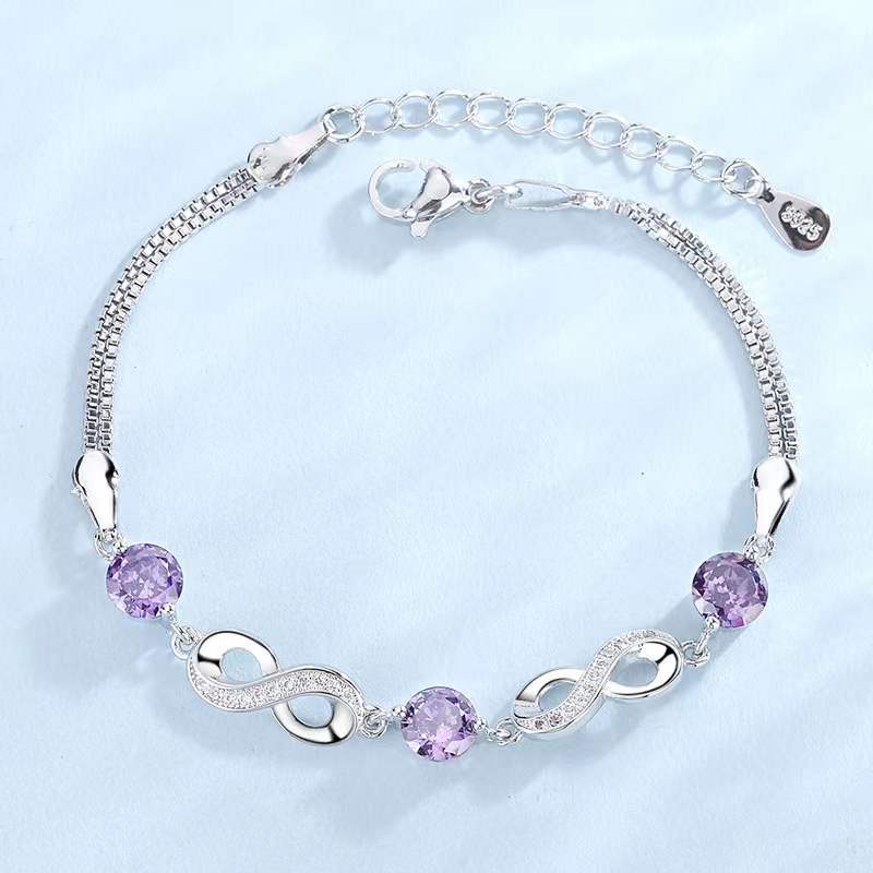 Korean Style Crystal Bracelet for Women - Amethyst Design