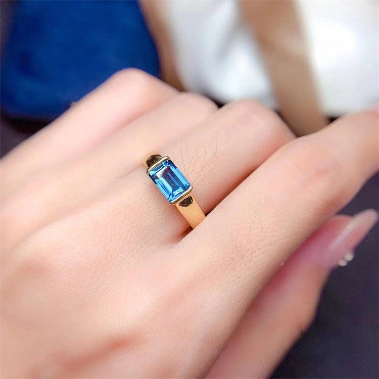 Natural Topaz Ring for Women in 925 Silver Plating