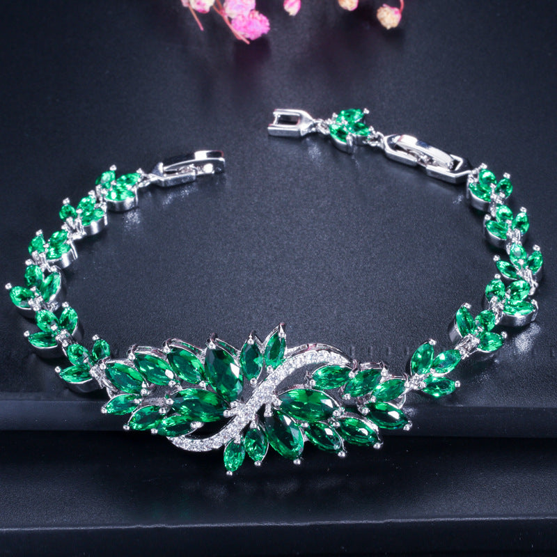 Elegant Multi-Color Zircon Bracelet with Diamond Inlay