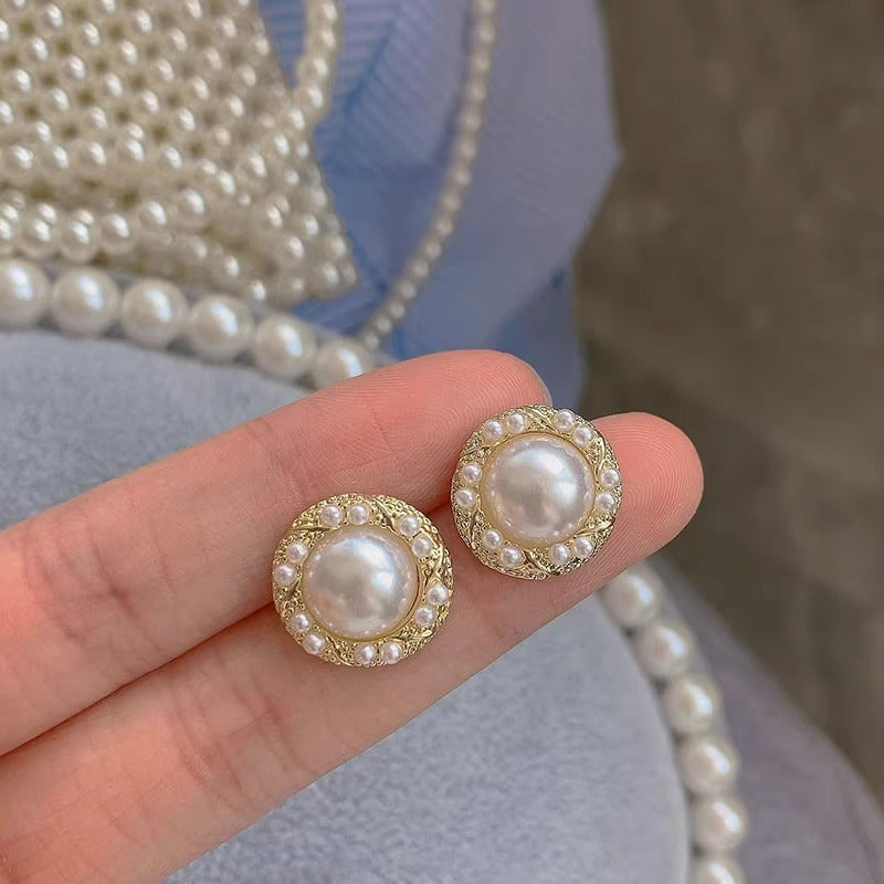 Vintage 925 Silver Pearl Earrings for Women