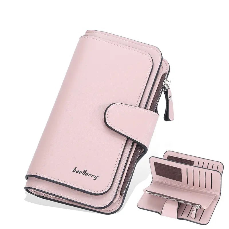 Women's Long Zipper Wallet with Card Slots and Buckle