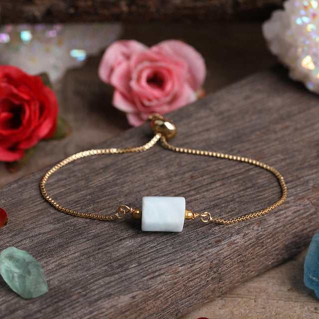 Adjustable Women’s Metal Chain Bracelet with Prismatic Stones