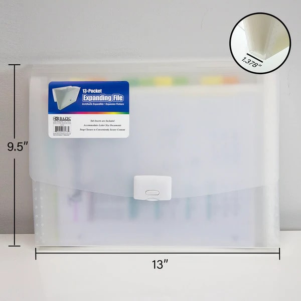Expanding File Letter Size Translucent Poly 13-Pocket