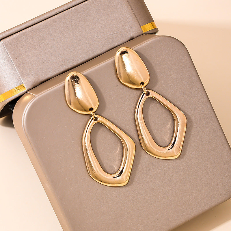 Trendy Geometric Long Oval Earrings for Women