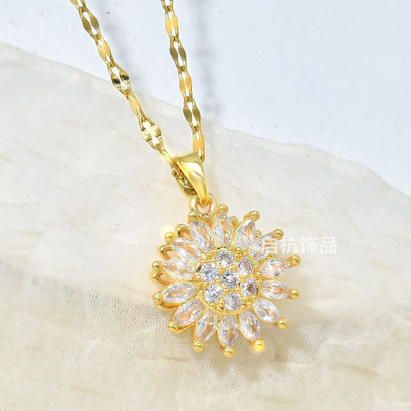 Rotatable Sunflower Necklace for Women - Chic Design
