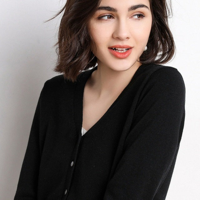 Korean Slim Fit V-Neck Cardigan for Women