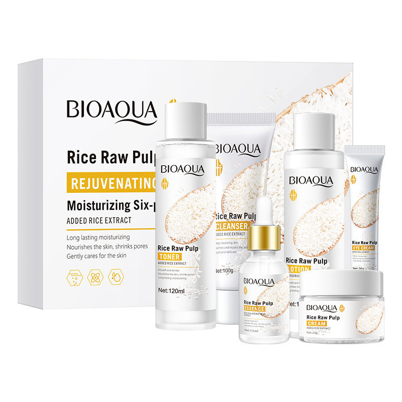 BIOAOUA Rice Skincare Set - 6 Pieces (Cross-Border Trade)