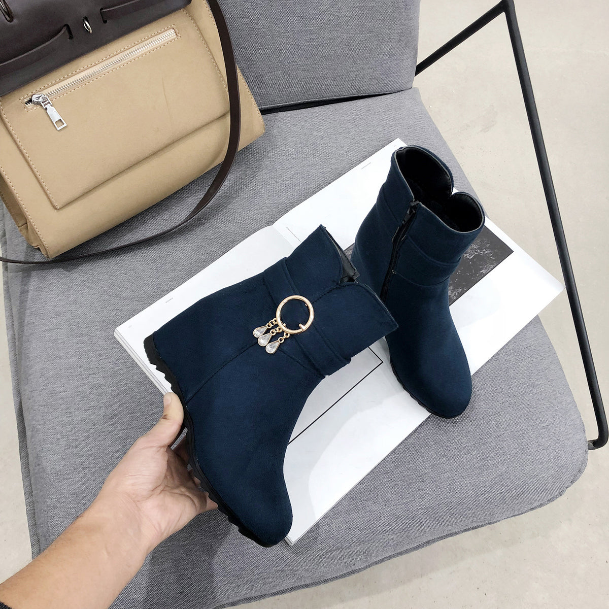 Trendy Winter Short Ankle Boots with Tassels for Women