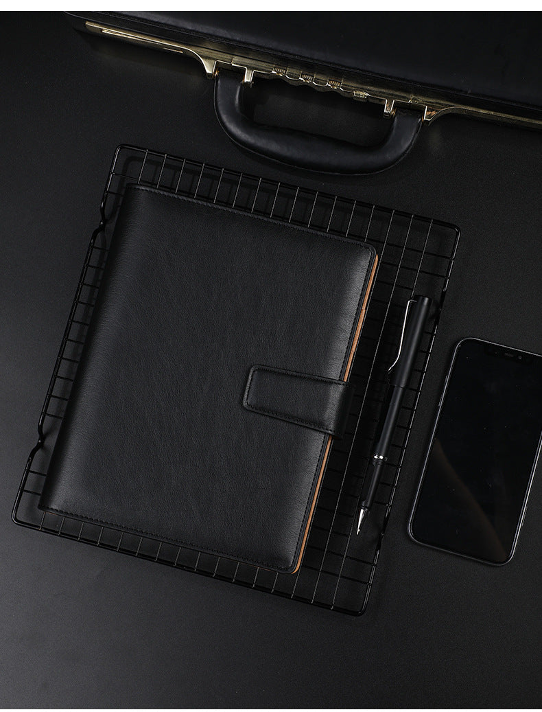 Leather Business Notebook with Loose-Leaf Design