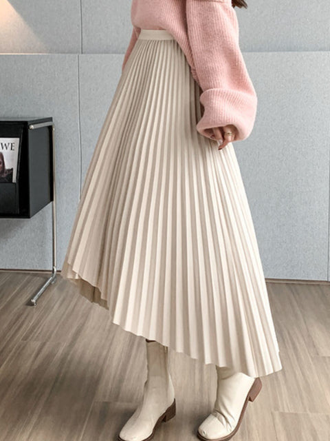 Elegant Mid-Length Solid Color Skirt for Office Wear