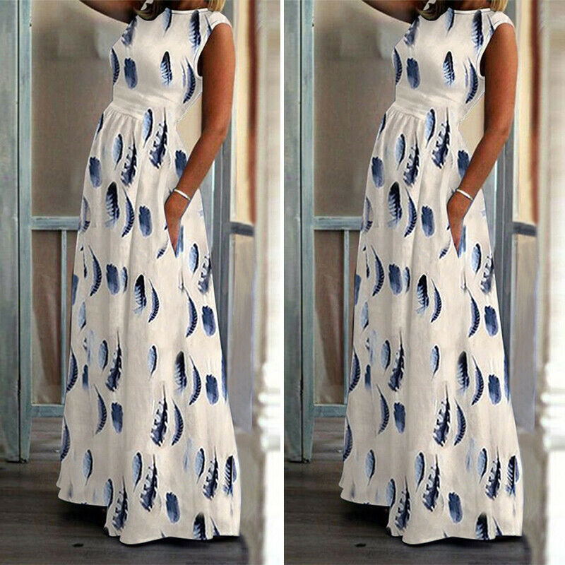 New Ethnic Print Long Maxi Dress for Casual Wear