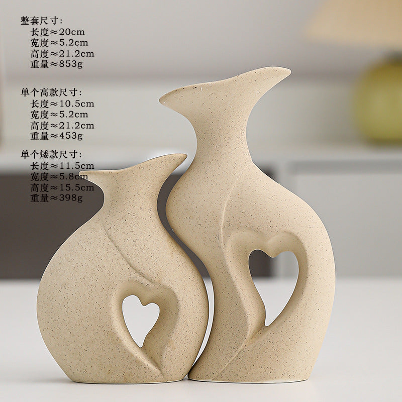 Creative White Ceramic Double Vase for Home Decor