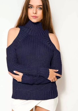 Plus Size Solid Color Knit Sweater with Shoulder Cutouts