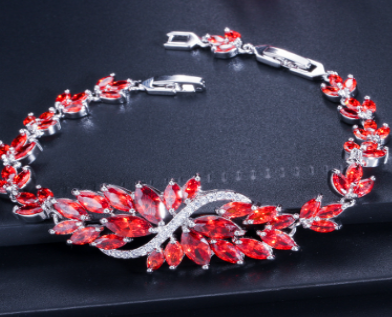 Elegant Multi-Color Zircon Bracelet with Diamond Inlay