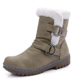 Belt Buckle Flat Martin Short Snow Boots