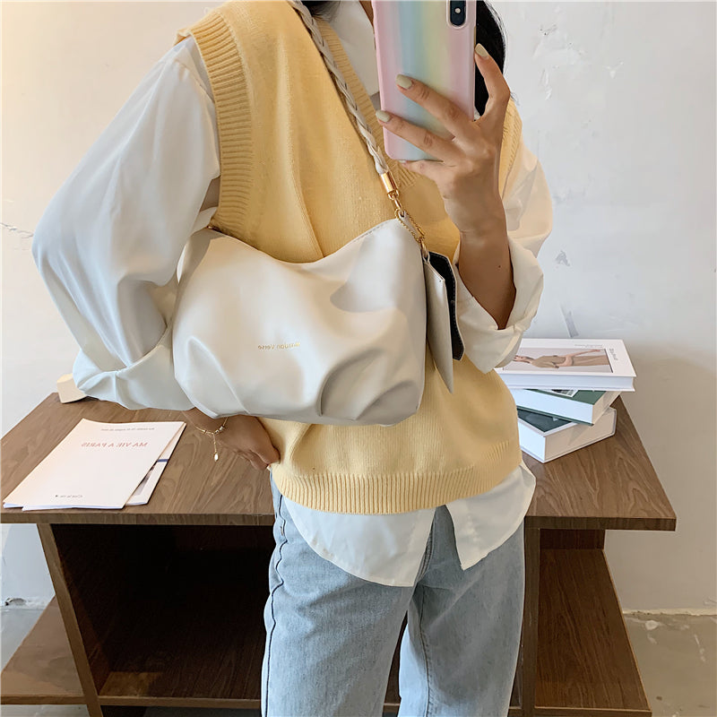Pleated Bucket Bag for Women