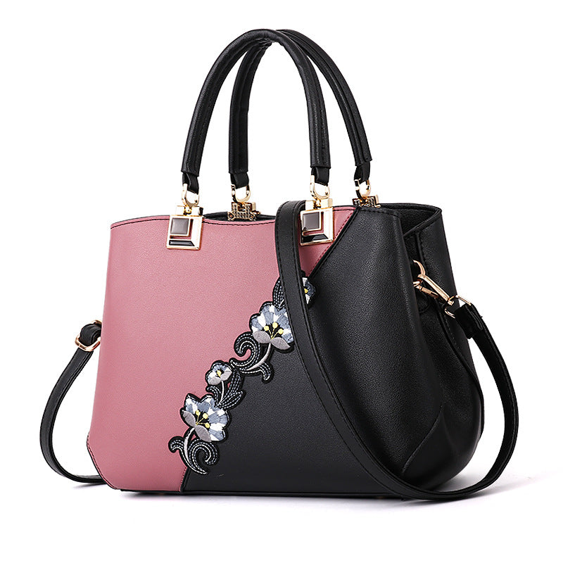 Fashionable Color-Block Women's Handbag and Shoulder Bag