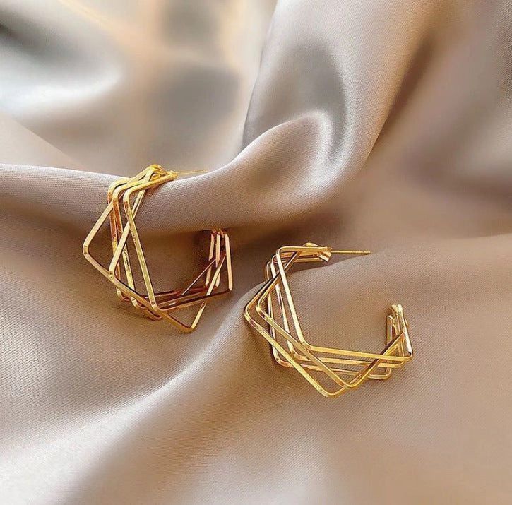 925 Silver Geometric Pearl Earrings for Women