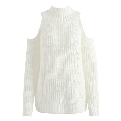 Plus Size Solid Color Knit Sweater with Shoulder Cutouts