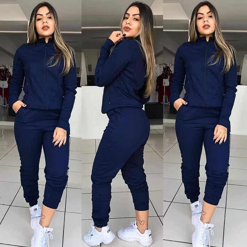 Women's Casual Sports Set - Hooded Long Sleeve Outfit