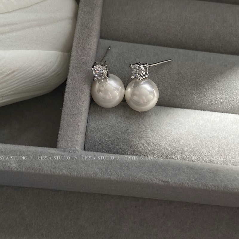 Vintage 925 Silver Pearl Earrings for Women