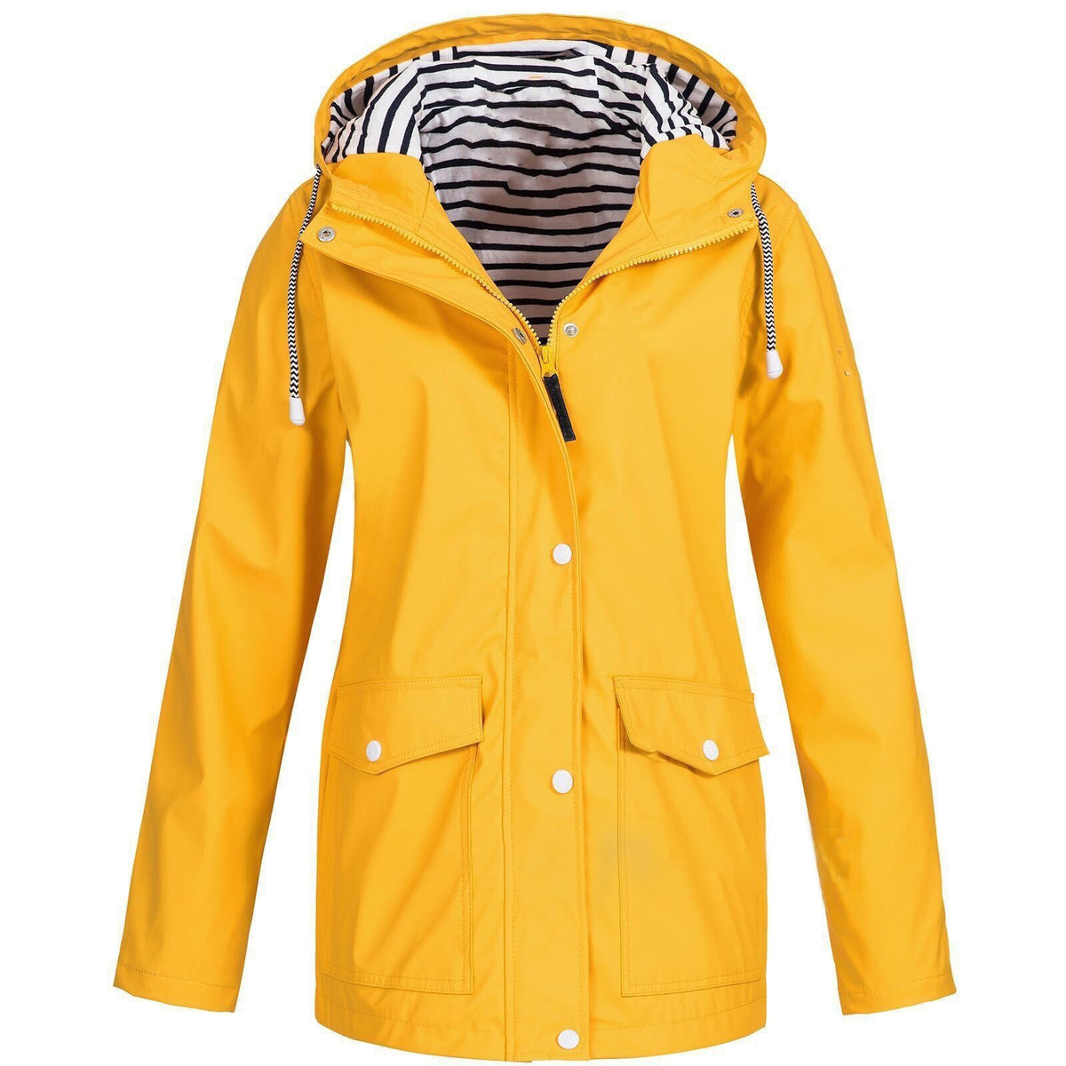 Plus Size Women's Hooded Long Sleeve Trench Coat