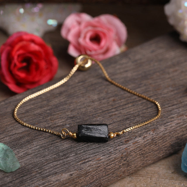 Adjustable Women’s Metal Chain Bracelet with Prismatic Stones