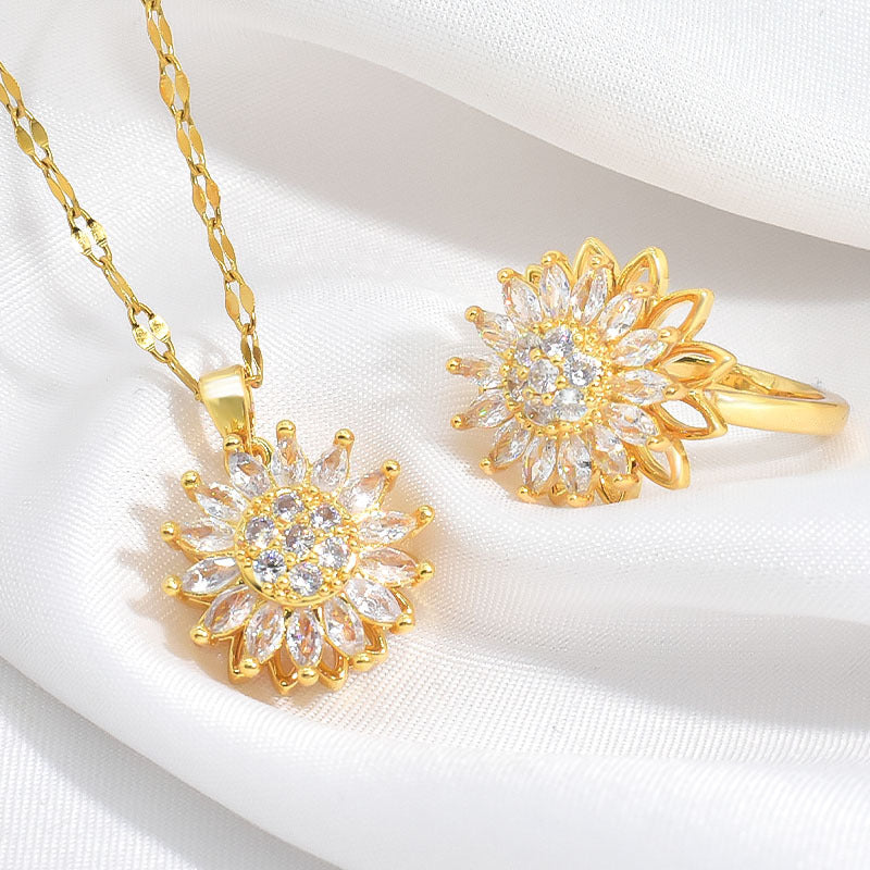 Rotatable Sunflower Necklace for Women - Chic Design